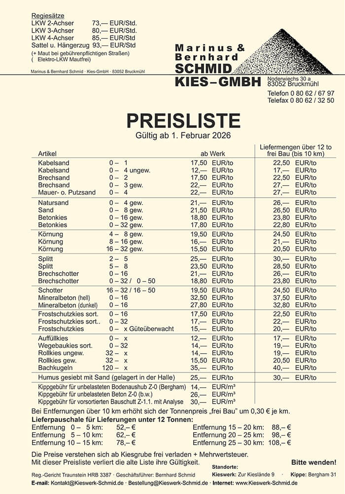 preisliste